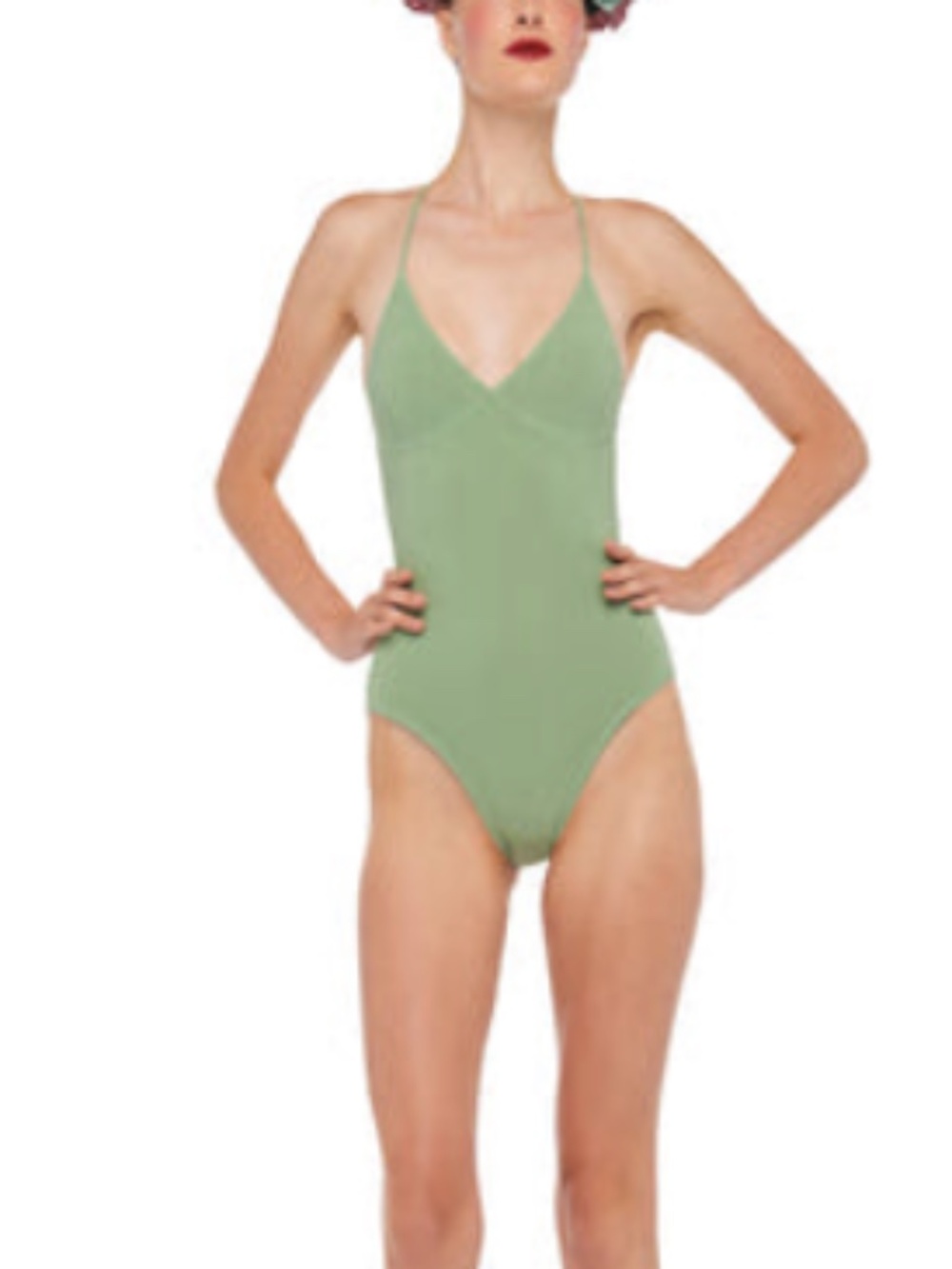NWT Slip Mio Bodysuit by Norma Kamali in Vintage Green